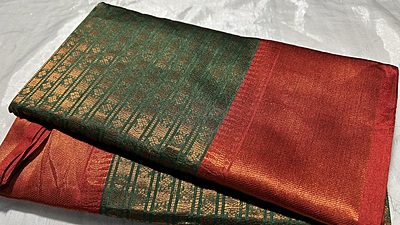 Soniya Fancy Silk Saree - Dark Green