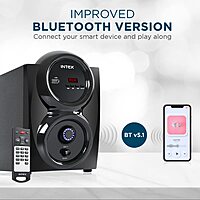 Intex 2.1 Shine FMUB Multimedia Speaker – 45W, Bluetooth/USB/AUX/FM, LED Display & IR Remote Control Intex 2.1 Shine FMUB Multimedia Speaker – 45W, Bluetooth/USB/AUX/FM, LED Display & IR Remote Control