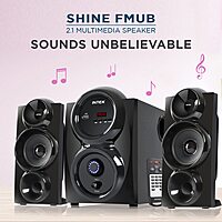 Intex 2.1 Shine FMUB Multimedia Speaker – 45W, Bluetooth/USB/AUX/FM, LED Display & IR Remote Control Intex 2.1 Shine FMUB Multimedia Speaker – 45W, Bluetooth/USB/AUX/FM, LED Display & IR Remote Control