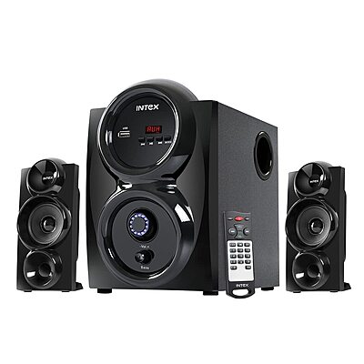 Intex 2.1 Shine FMUB Multimedia Speaker – 45W, Bluetooth/USB/AUX/FM, LED Display & IR Remote Control Intex 2.1 Shine FMUB Multimedia Speaker – 45W, Bluetooth/USB/AUX/FM, LED Display & IR Remote Control