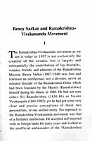 Benoy Sarkar and Ramakrishna - Vivekananda Movement