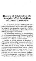 Harmony of Religions: From the standpoint of Sri Ramakrishna and Swami Vivekananda