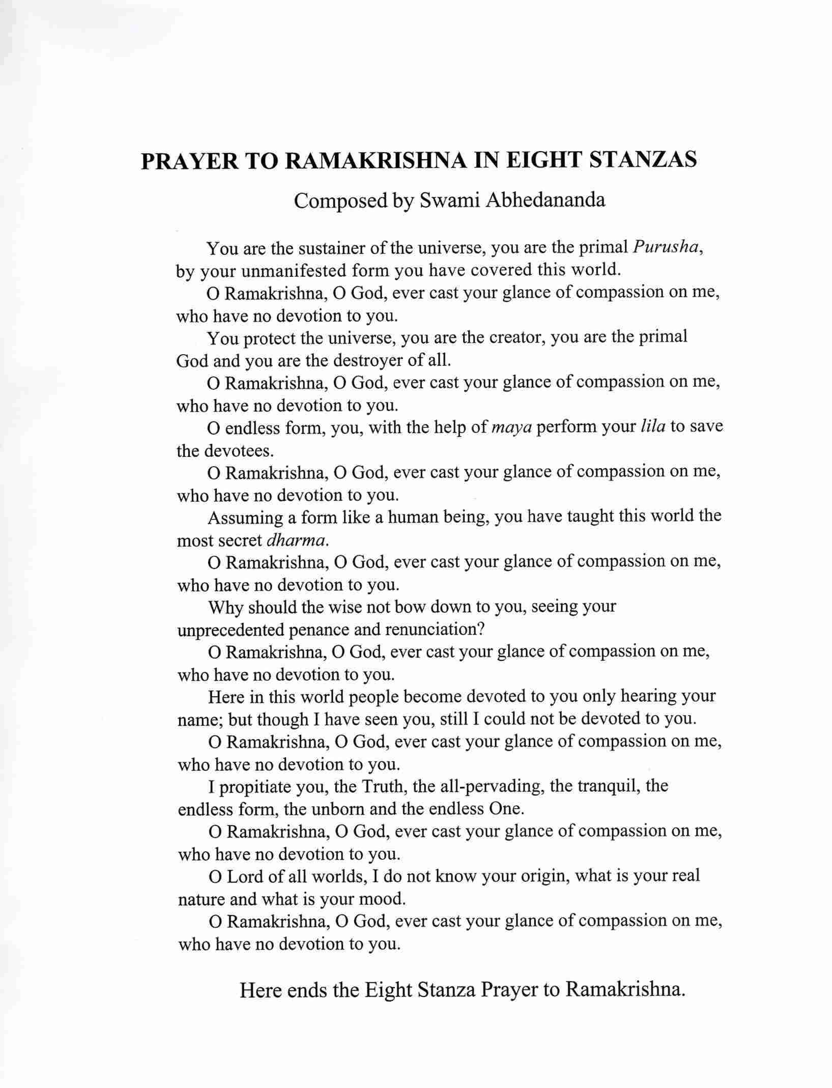 A Portrait of Sri Ramakrishna
