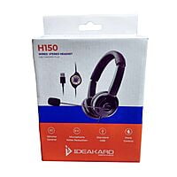 IDEAKARD H150 | Wired Stereo Headset USB | Adjustable Headband | Built-in Microphone | Black