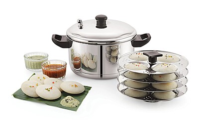 Sonu Stainless Steel Idly Cooker with Micro Holes, Triply Base, Induction Compatible