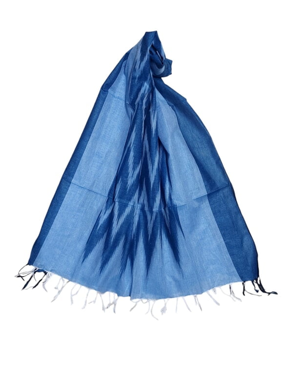 Blue Ikkat Cotton Unstitched Salwar Suit Dress Material with Dupatta