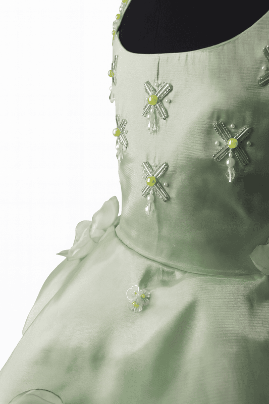 Sage Green Floral Fringe Dress