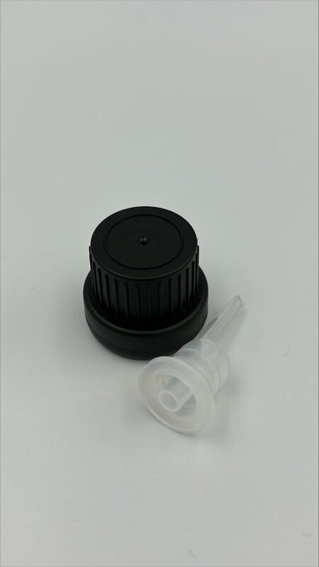 18 mm Plastic Black Seal Cap with Inner Clear Dropper Serum - THICK