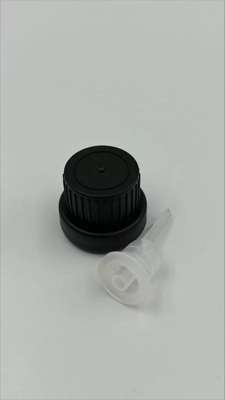 18 mm Plastic Black Seal Cap with Inner Clear Dropper Serum - THICK