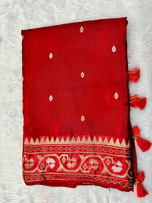 Banarasi Raw Mango Silk Saree with Satin Patta