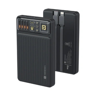 Portronics Luxcell Bind Mini 10k 10000mAh Nano Powerbank with 22.5W Fast Charging, in-Built Type C PD(Input & Output) /8 Pin Cable, LED Indicator, USB-A Mach Output, Compatible with Smartphones