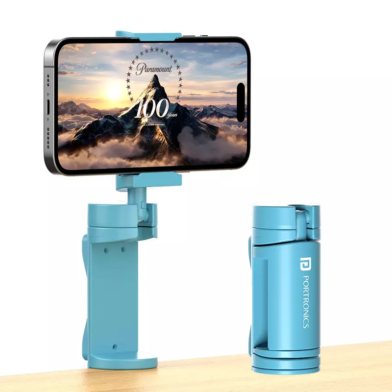 Portronics Mobot Clip – Desk Mobile Holder, Blue, 360° rotation for optimal viewing angles, sturdy design, compatible with various devices, perfect for home or office use, enhances productivity.