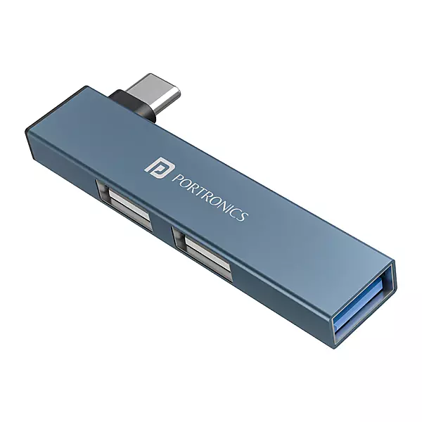 Portronics Mport Mino C – 3-Port USB 2.0 Type-C Hub provides three USB 2.0 ports, compact design, and easy plug-and-play.