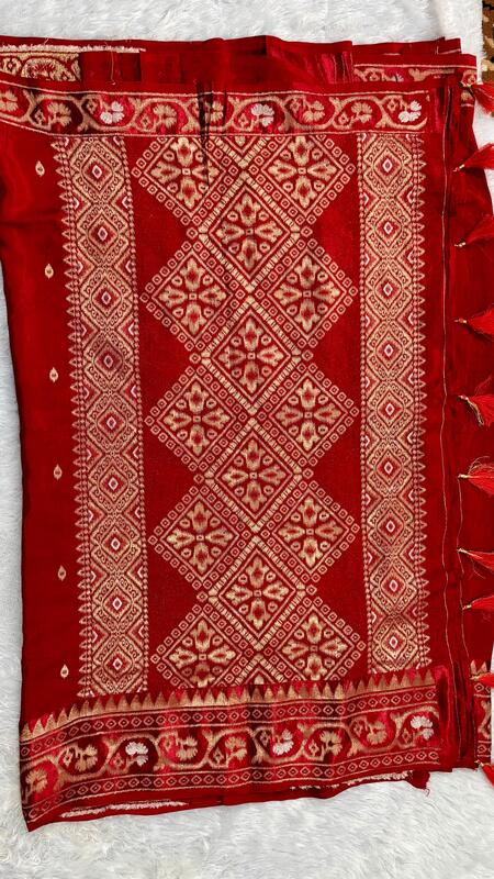 Banarasi Raw Mango Silk Saree with Satin Patta