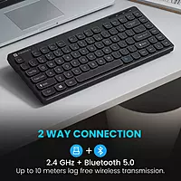 Portronics Bubble 2 Bluetooth + Wireless Keyboard – Black | 1 Year Warranty