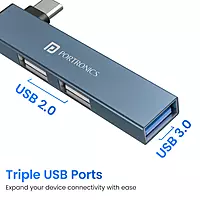 Portronics Mport Mino C – 3-Port USB 2.0 Type-C Hub provides three USB 2.0 ports, compact design, and easy plug-and-play.