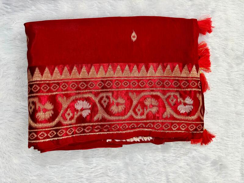 Banarasi Raw Mango Silk Saree with Satin Patta