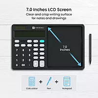 Portronics Ruffpad Calc – A sleek device merging calculator and LCD writing pad. Ideal for students, professionals, quick notes, calculations.