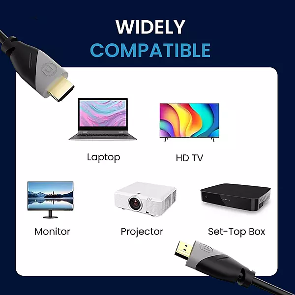 Portronics POR 2058 Konnt Sync HDMI Cable 3m – 4K 60Hz | HDMI to HDMI | PVC | 1 Year