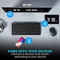 Portronics Bubble 2 Bluetooth + Wireless Keyboard – Black | 1 Year Warranty