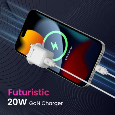 Portronics Adapto 20 Lite Smallest 20W GaN Wall Charger with Type C PD Fast Charging Output Port, Compatible with iPhone 8 and Above, iPad, Tablets, All Type C Mobile Phones and Devices (White) Portronics Adapto 20 Lite Smallest 20W GaN Wall Charger with Type C PD Fast Charging Output Port, Compatible with iPhone 8 and Above, iPad, Tablets, All Type C Mobile Phones and Devices (White)