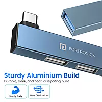 Portronics Mport Mino C – 3-Port USB 2.0 Type-C Hub provides three USB 2.0 ports, compact design, and easy plug-and-play.