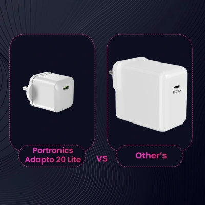 Portronics Adapto 20 Lite Smallest 20W GaN Wall Charger with Type C PD Fast Charging Output Port, Compatible with iPhone 8 and Above, iPad, Tablets, All Type C Mobile Phones and Devices (White) Portronics Adapto 20 Lite Smallest 20W GaN Wall Charger with Type C PD Fast Charging Output Port, Compatible with iPhone 8 and Above, iPad, Tablets, All Type C Mobile Phones and Devices (White)
