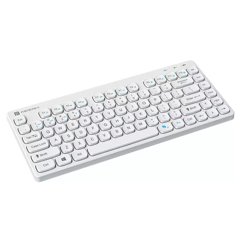 Portronics Bubble 2 Bluetooth + Wireless Keyboard – White | 1 Year Warranty