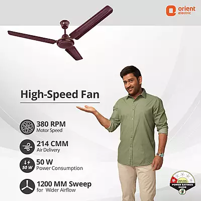 Rapid Air High Speed Ceiling Fan | 2-Year Warranty Brown
