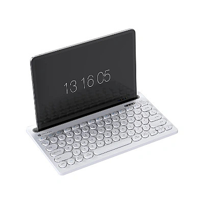 Portronics Bubble Dock Wireless Keyboard with Tablet Holder, Multi-Device Pairing, Rechargeable Battery,Dual Connectivity(2.4 GHz RF & Bluetooth 5.3v)