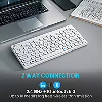 Portronics Bubble 2 Bluetooth + Wireless Keyboard – White | 1 Year Warranty