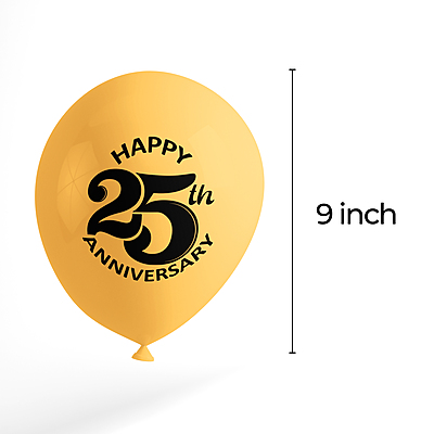 The Magic Balloons Store- Happy 25th Anniversary Party Balloons 25th anniversary printed latex balloons 25 Anniversary decorations Red and Silver balloons Pack of 30