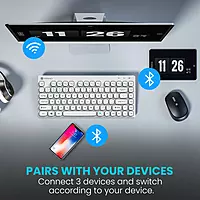 Portronics Bubble 2 Bluetooth + Wireless Keyboard – White | 1 Year Warranty