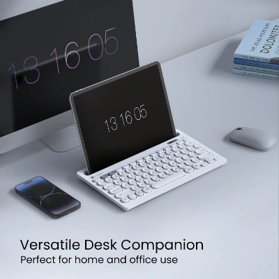 Portronics Bubble Dock Wireless Keyboard with Tablet Holder, Multi-Device Pairing, Rechargeable Battery,Dual Connectivity(2.4 GHz RF & Bluetooth 5.3v) Portronics Bubble Dock Wireless Keyboard with Tablet Holder, Multi-Device Pairing, Rechargeable Battery,Dual Connectivity(2.4 GHz RF & Bluetooth 5.3v)