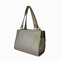 Elegant grey handbag with chain accent