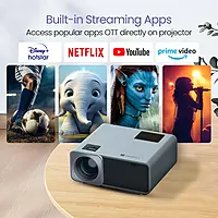 with 1080p Full HD Resolution, Built-in Streaming Apps (Netflix, Prime Video, Hotstar), 4000 Lumens, Screen Mirroring, 5 Watt Speaker (Grey)