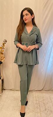 Imported Crepe Co-Ord Set 1-Green-1