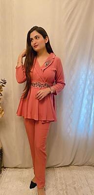 Imported Crepe Co-Ord Set 1-Peach-2