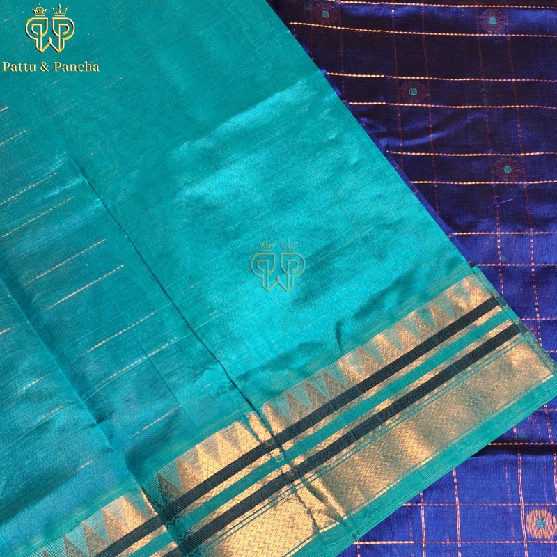 Silk cotton Royal blue Teal Big checks