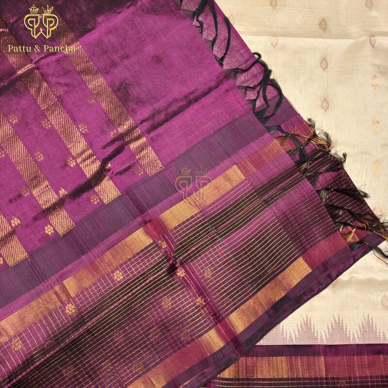 Silk cotton Ivory - wine