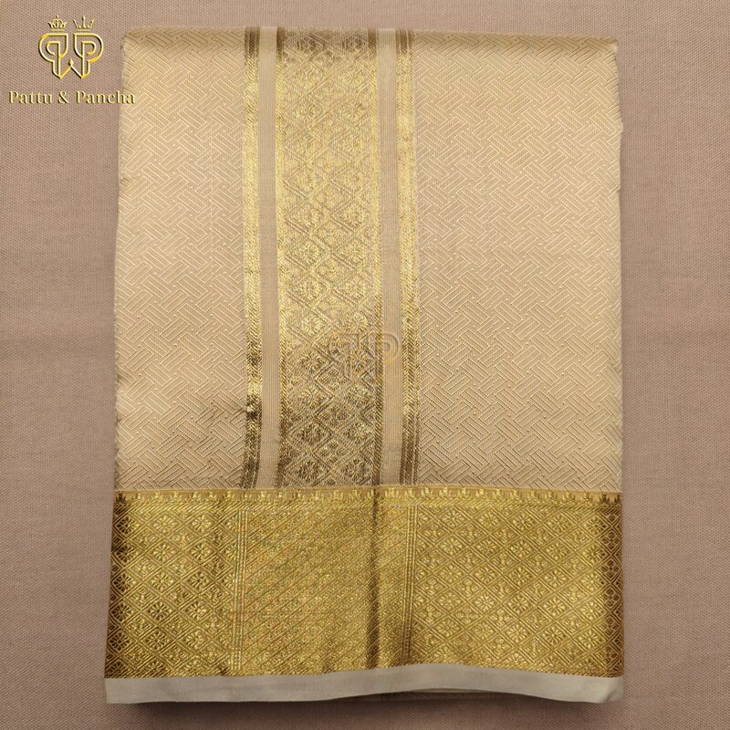 Art Silk Brocade Dhoti Cream