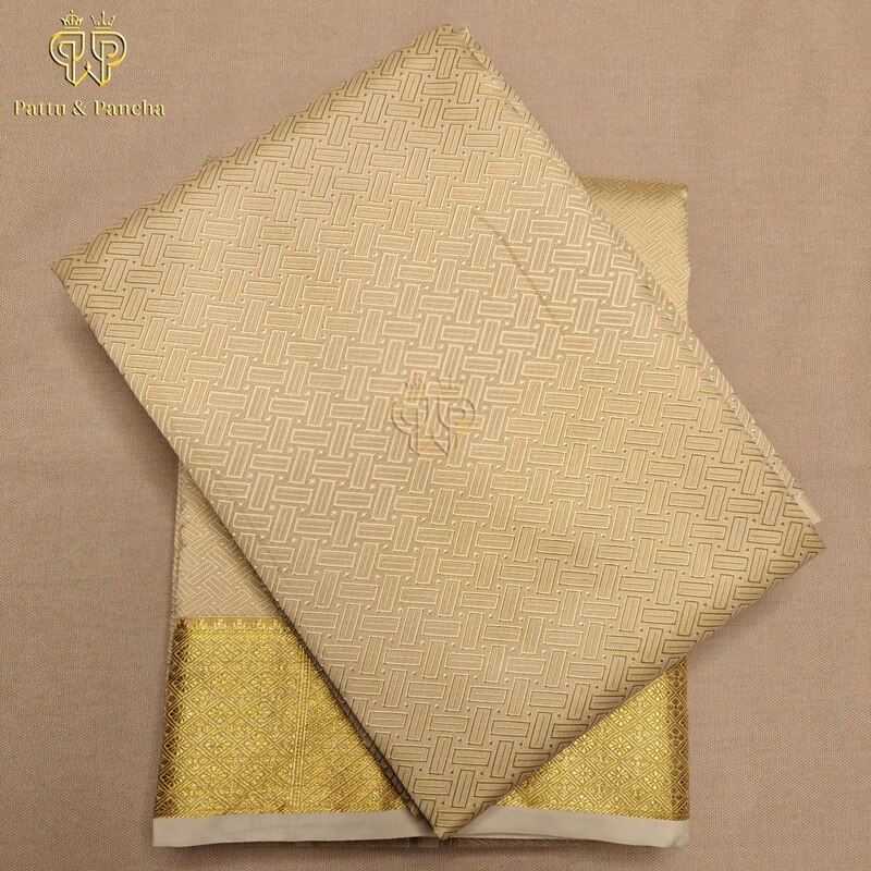 Art Silk Brocade Dhoti Cream