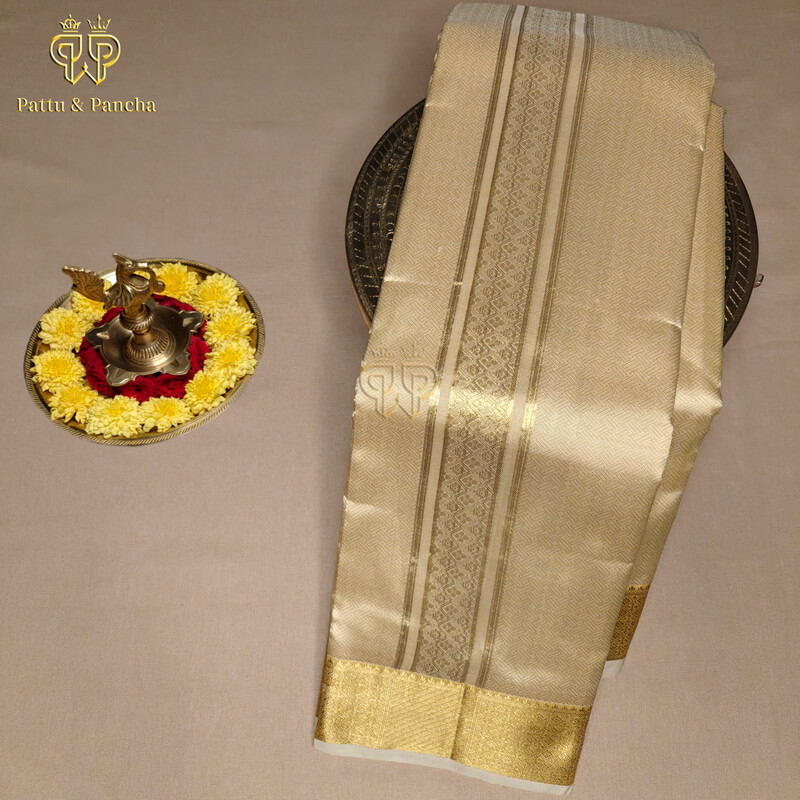 Art Silk Brocade Dhoti Cream