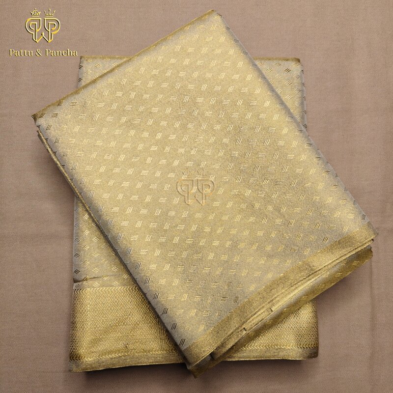 Art Silk Brocade Dhoti Cream Tissue