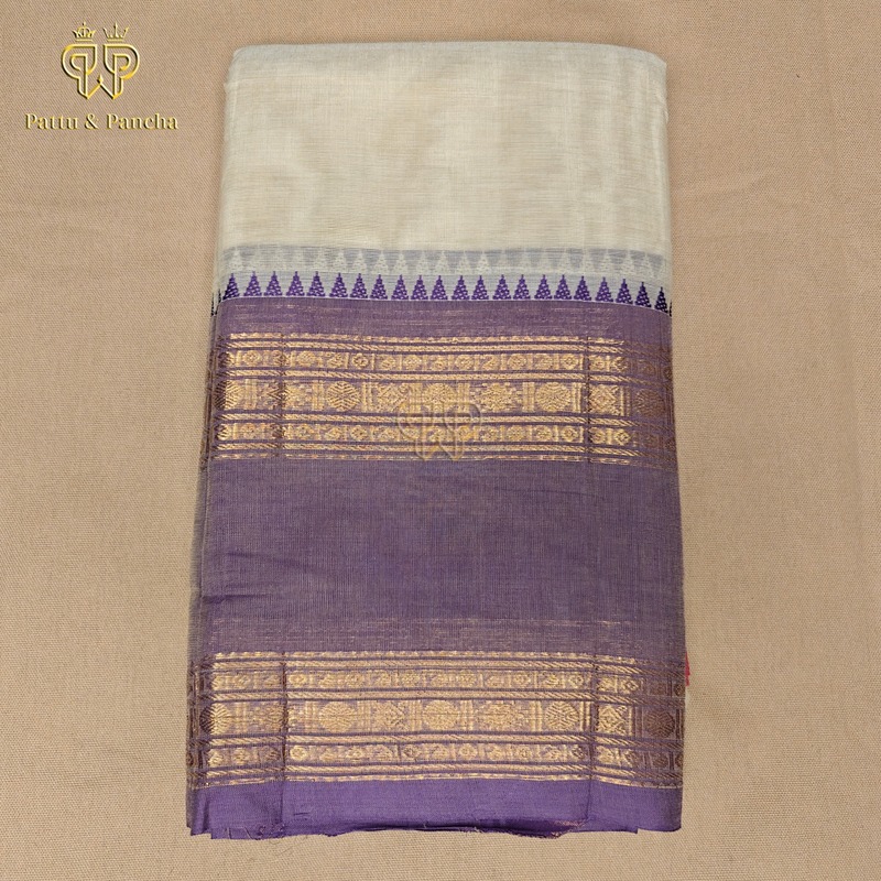 Kanchi cotton Off White Pink Purple