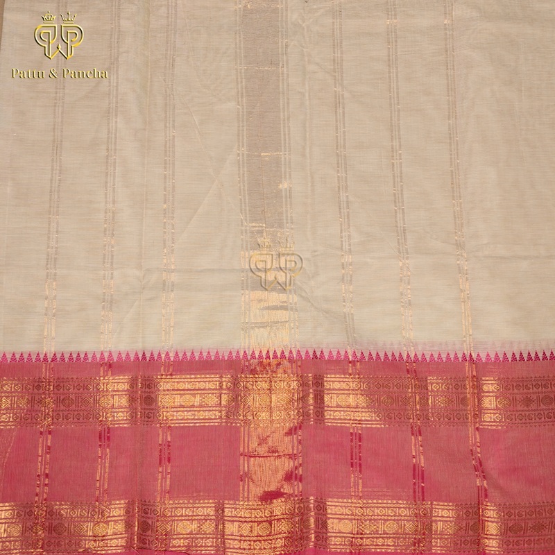 Kanchi cotton Off White Pink Purple