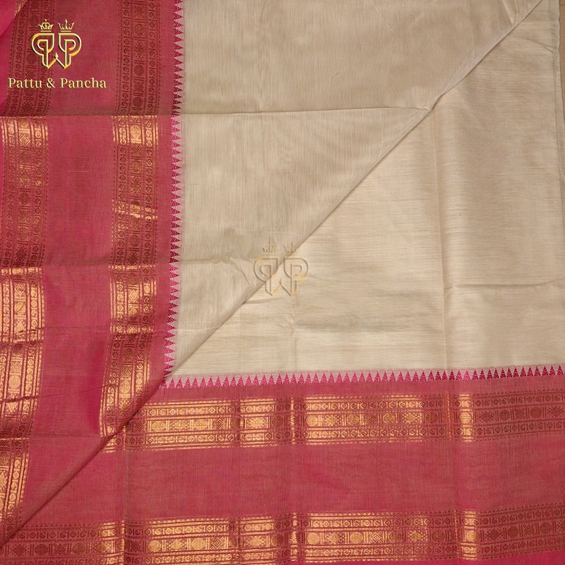 Kanchi cotton Off White Pink Purple