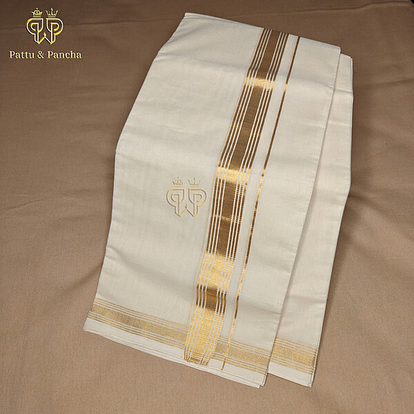 Kasavu Dhoti Gold & Lines 1 in