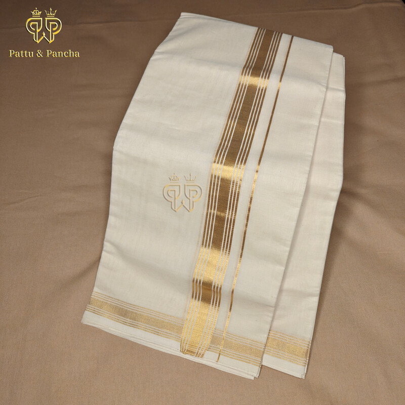 Kasavu Dhoti Gold & Lines 1 in