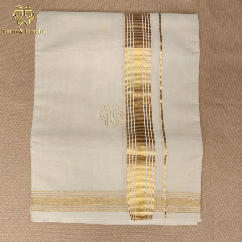 Kasavu Dhoti Gold & Lines 1 in
